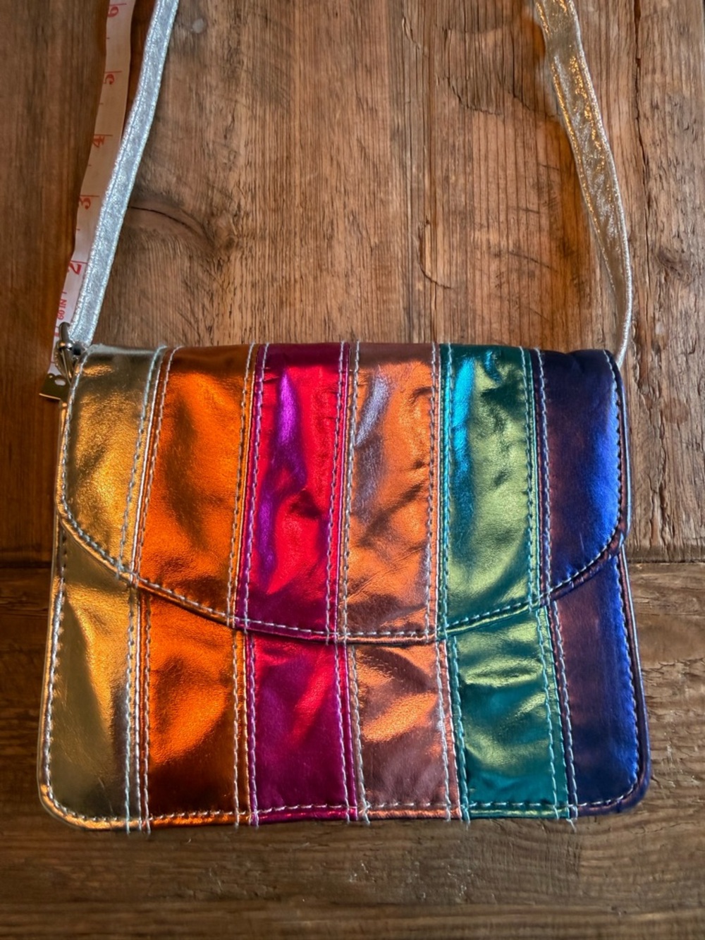 Metallic Rainbow Stripe Crossbody Bag - Child’s Small Shoulder Purse